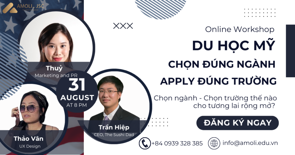 [AMOLI EVENT] WORKSHOP “DU HỌC MỸ 2025: CHỌN ĐÚNG NGÀNH – APPLY ĐÚNG TRƯỜNG”