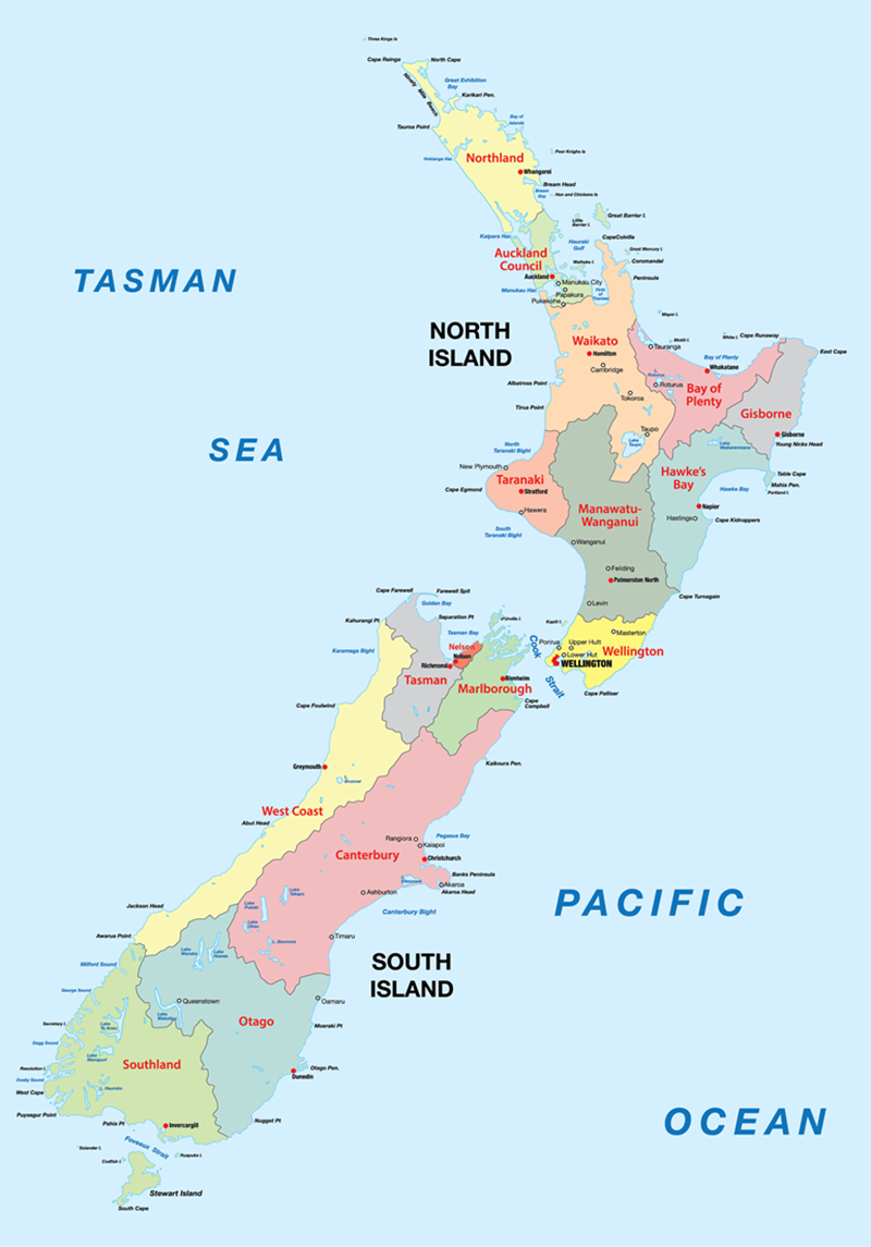 Bản đồ hành chính New Zealand